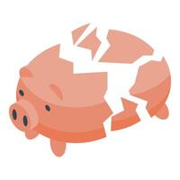 A pig is broken in half and has a broken heart vector