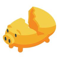 A yellow pig is sitting on a broken egg vector