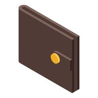 Brown leather wallet with gold button closing securing finances vector