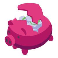 Broken piggy bank showing savings loss and financial crisis vector