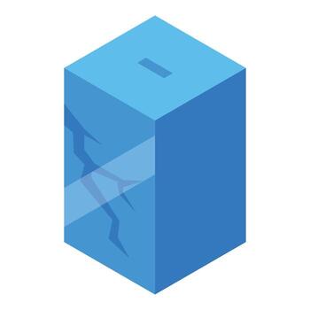 Cracked ice cube melting in isometric view symbolizing climate change vector