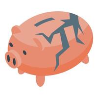 A piggy bank with a broken crack in it vector