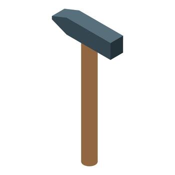 Hammer striking woodworking tool constructing isometric projection vector
