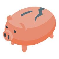 A piggy bank with a broken coin vector