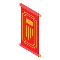 Red chinese scroll hanging with gold decoration representing traditional culture vector