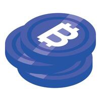 Stack of cryptocurrency coins showing growing investment in bitcoin vector
