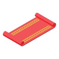 Red carpet roll isometric illustration representing success and achievement vector