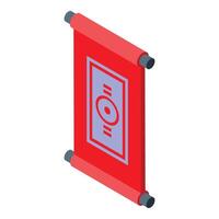 Red chinese scroll painting hanging representing spirituality and tradition vector
