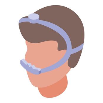 hombre utilizando cpap máquina para obstructivo dormir apnea hipopnea síndrome, isométrica icono vector
