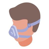 Man wearing protective breathing mask for air pollution or virus vector