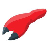 Red crab claw holding nothing, seafood icon showing crustacean limb vector