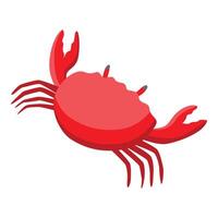 Red crab walking forward with claws raised in isometric view vector