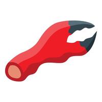 Red crab claw holding nothing, seafood icon for culinary projects vector