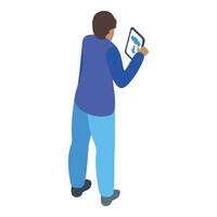 Programmer downloading data from cloud computing platform using tablet vector