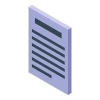 Isometric office document representing business and finance vector