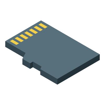 Micro sd memory card showing electrical contacts in isometric view