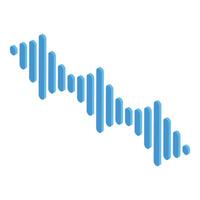 Blue isometric sound wave vibrating on white background vector