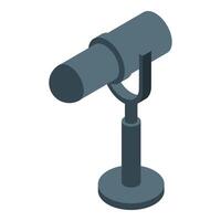 Studio microphone standing on a metal stand for recording audio vector