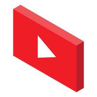 Red play button showing streaming isometric icon vector