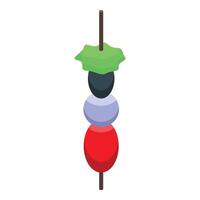 A colorful fruit on a stick with a green leaf vector