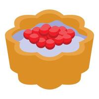 Delicious tartlet with red berries and cream filling is getting ready for the oven vector