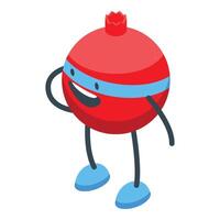 Happy pomegranate cartoon character thinking with hand on head vector