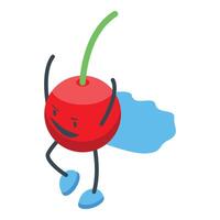 Superhero cherry walking and smiling with blue cape vector