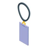 Blank vertical badge hanging with lanyard, access control and identification vector