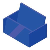 Open empty blue box lid showing inside isometric view vector
