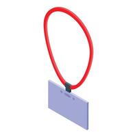 Blank identification card hanging with red lanyard vector