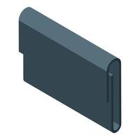 Dark grey metal sheet being rolled up for industrial use vector