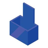 Open blue box with raised lid isometric view vector