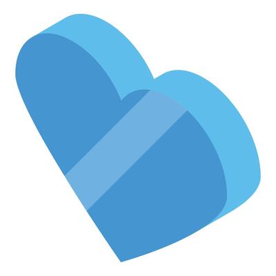 Blue heart shaped gift box with a light blue ribbon celebrating love and special occasions