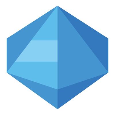 Light blue diamond shining brightly on white background