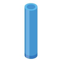 Blue cylinder standing upright exhibiting a cylindrical shape in isometric view vector