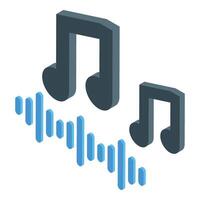 Isometric musical notes symbolizing sound and melody playing vector