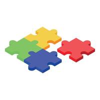 Colorful jigsaw puzzle pieces connecting, symbolizing teamwork and problem solving vector