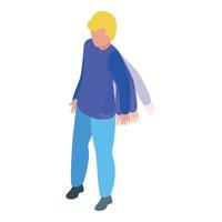 Young man moving hand showing fast action isometric icon vector