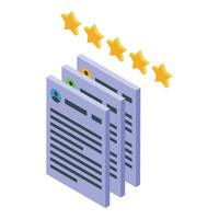 Recruiter evaluating candidate resumes with five star rating system vector