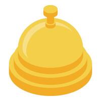 Shiny golden reception bell waiting to be rung, in isometric view vector
