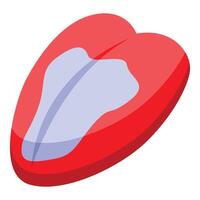 Red glossy human tongue showing central sulcus and median groove vector