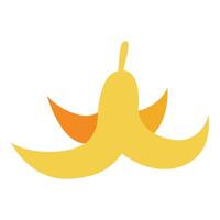 Yellow banana peel creating a slippery hazard on white background vector
