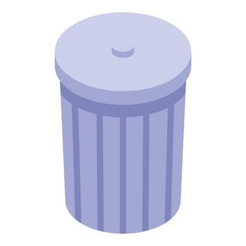 Closed round trash can with vertical lines is waiting for garbage vector