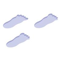 Light purple footprints leaving isometric trail on white background vector
