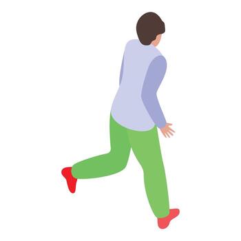 Running man seen from behind in isometric view vector