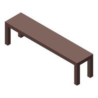 Long wooden bench isometric view for interior design projects vector