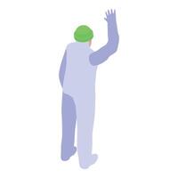Skydiver wearing protective suit waving before jumping from airplane vector