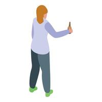 Woman offering beer bottle, social gathering and refreshment concept vector