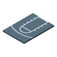 Basketball half court showing three point line and key area in isometric view vector