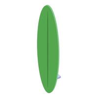 Green surfboard standing up on white background vector